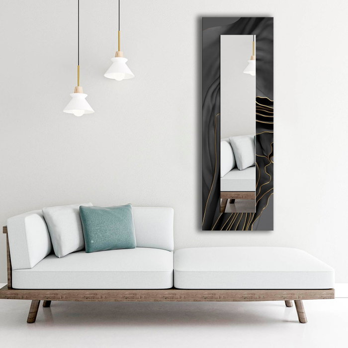 Wallity Espejo Decorativo 40x120cm (espejo 20x100cm) 40120NISMA-016 Oro, Antracita, Negro